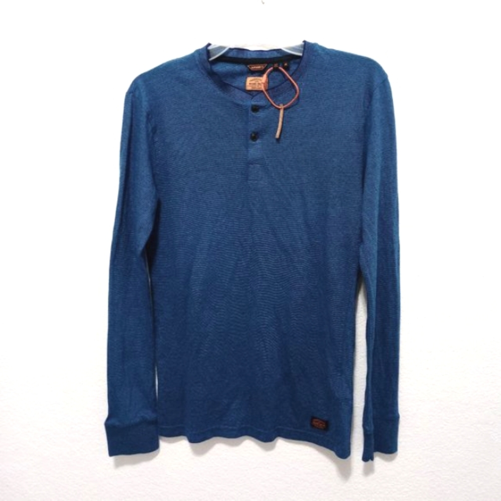 Sundry Blue Long Sleeve Henley Shirt